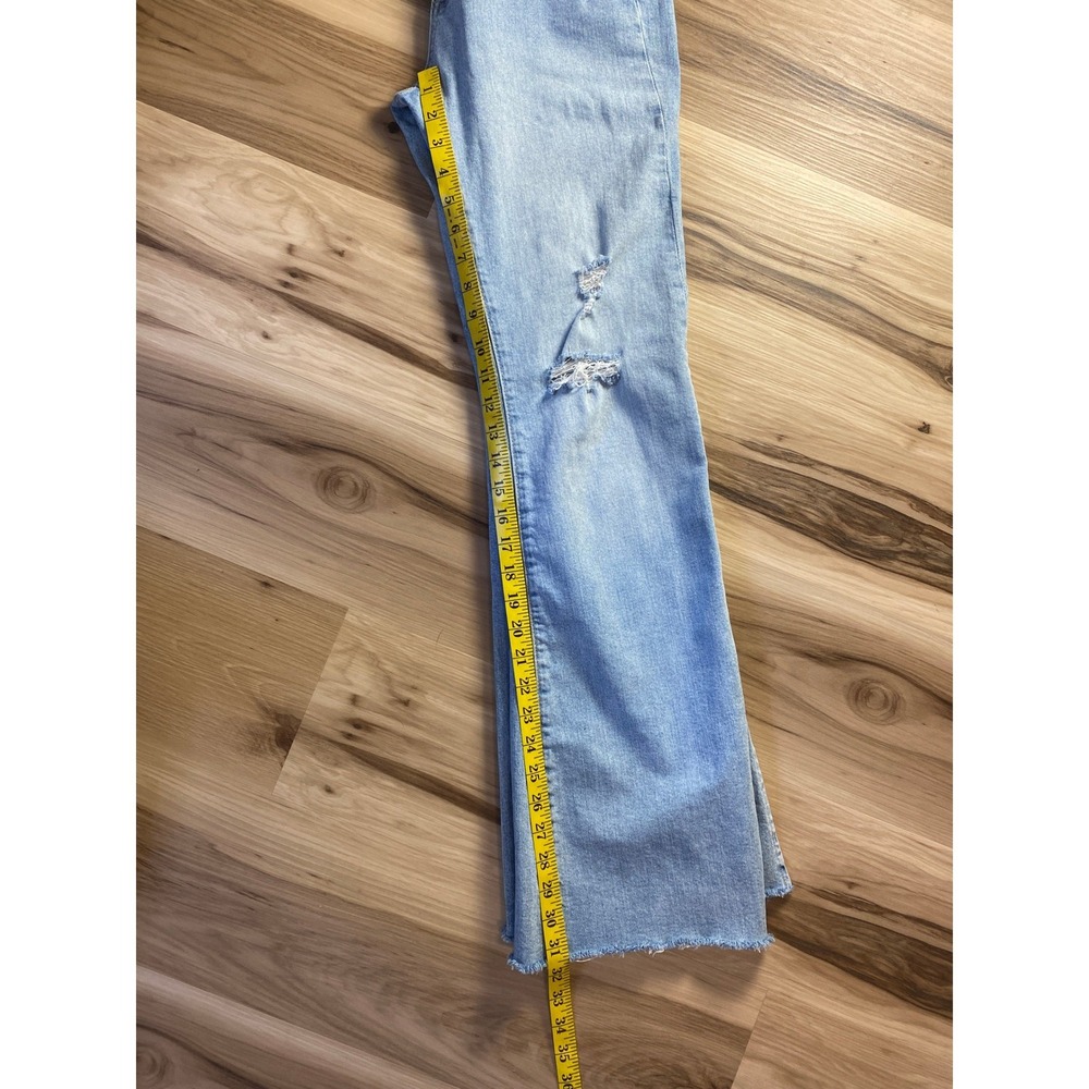 Gap 70s Flare High Rise Jeans Light Wash Distressed Raw Hem Size 28 6R - Picture 6 of 8